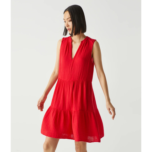 Michael Stars Tamale Red Waffled Cotton Gauze Daisy Dress Small NEW - Picture 1 of 12